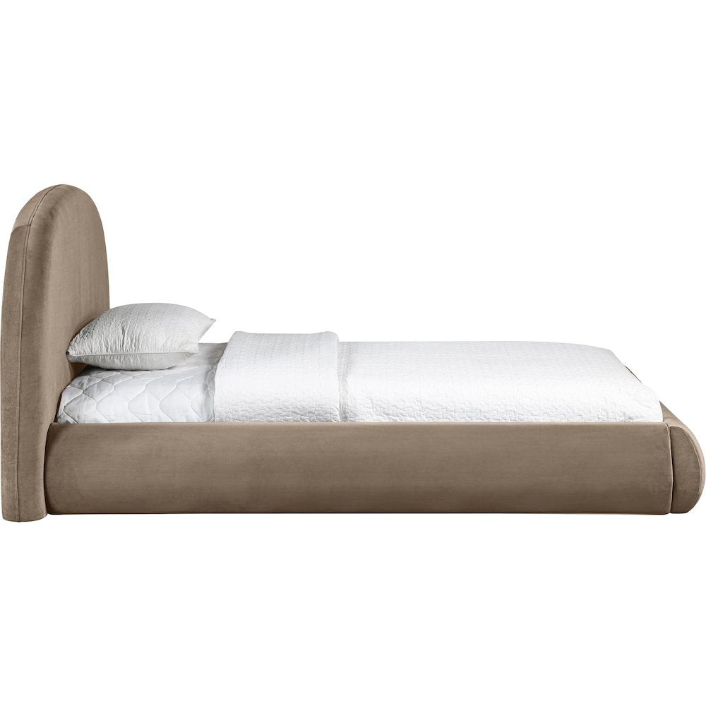 Celine Taupe Velvet Upholstered Twin Bed