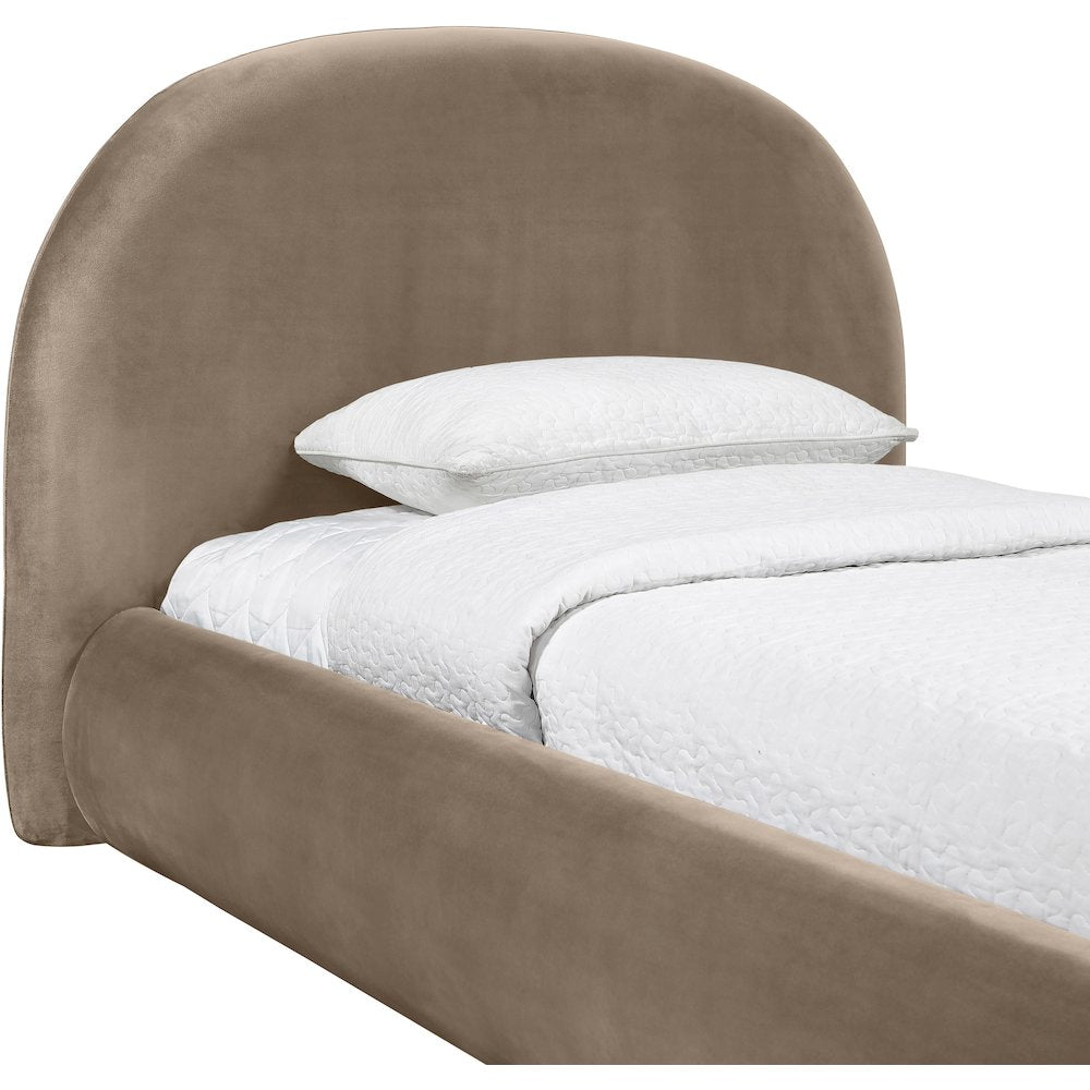 Celine Taupe Velvet Upholstered Twin Bed