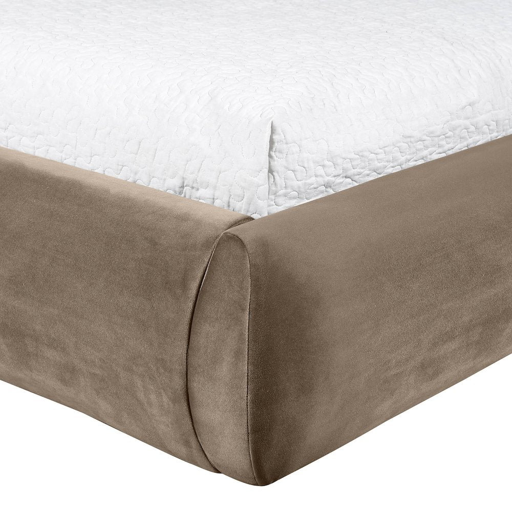 Celine Taupe Velvet Upholstered Twin Bed