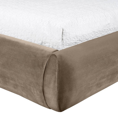 Celine Taupe Velvet Upholstered Twin Bed