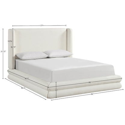 Chandra Cream Linen Textured Fabric Upholstered King Bed