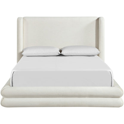 Chandra Cream Linen Textured Fabric Upholstered King Bed