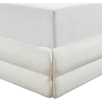 Chandra Cream Linen Textured Fabric Upholstered King Bed