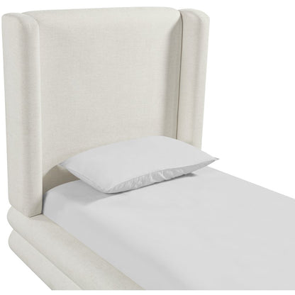 Chandra Cream Linen Textured Fabric Upholstered Twin Bed