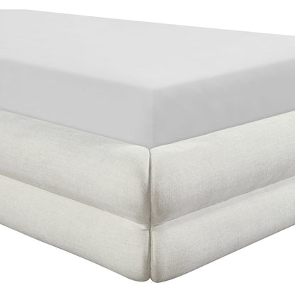 Chandra Cream Linen Textured Fabric Upholstered Twin Bed