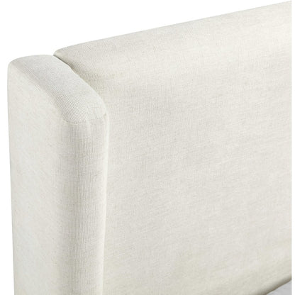 Chandra Cream Linen Textured Fabric Upholstered Twin Bed