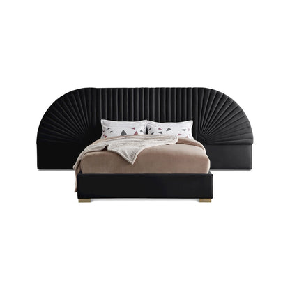 Cleo Black Velvet Queen Bed
