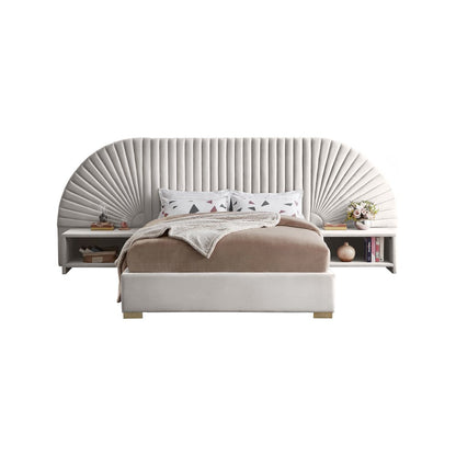 Cleo Cream Velvet King Bed