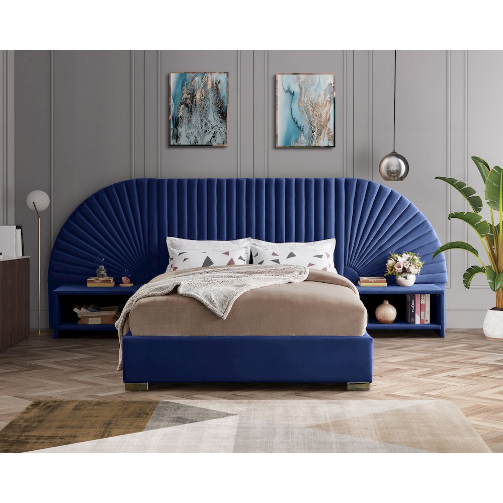 Cleo Navy Velvet King Bed