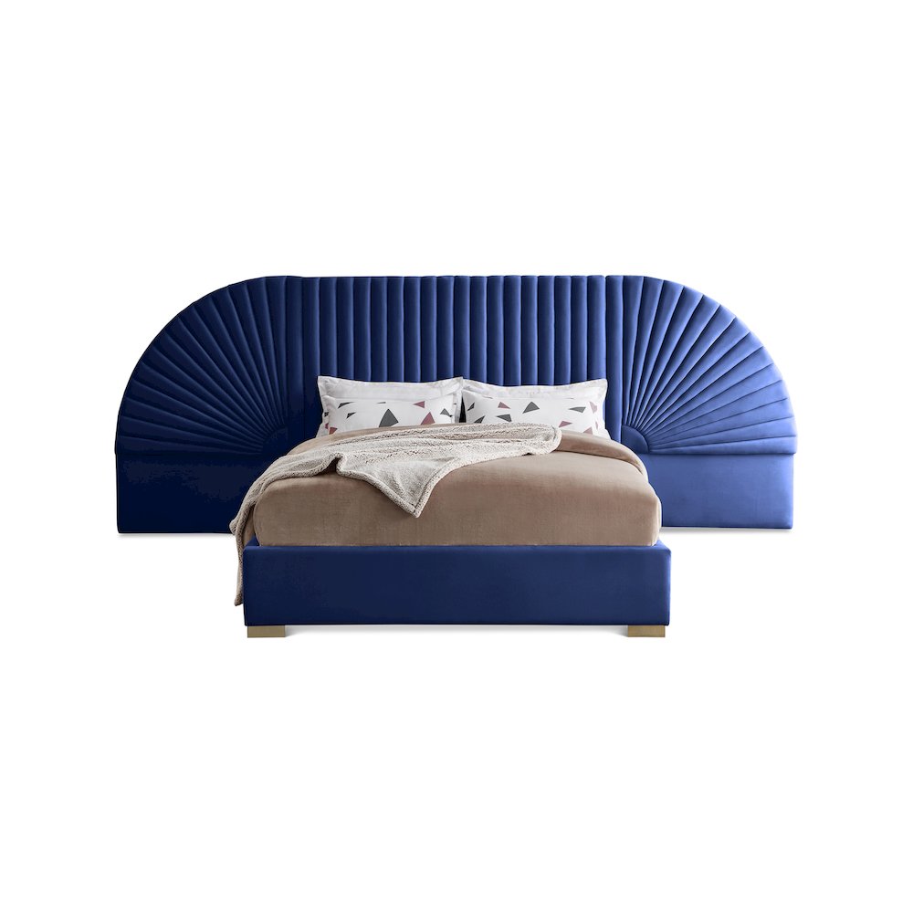 Cleo Navy Velvet Queen Bed