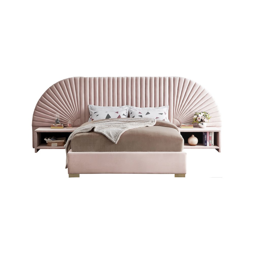 Cleo Pink Velvet King Bed