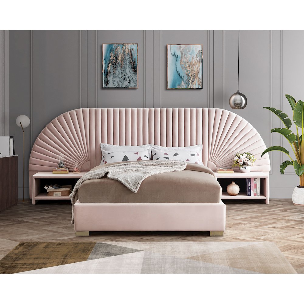 Cleo Pink Velvet King Bed