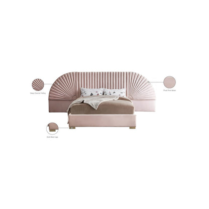 Cleo Pink Velvet Queen Bed