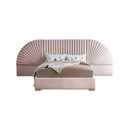 Cleo Pink Velvet Queen Bed