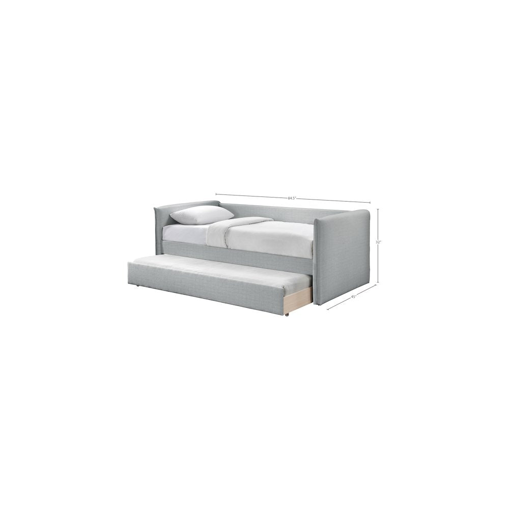 Colton Grey Linen Textured Fabric Twin Daybed
