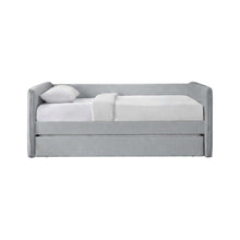 Twin Daybed with Pop-Up Trundle, Grey Linen Textured Fabric