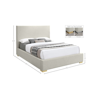 Crosby Beige Linen Textured Fabric Full Bed