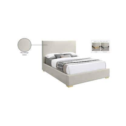 Crosby Beige Linen Textured Fabric Full Bed
