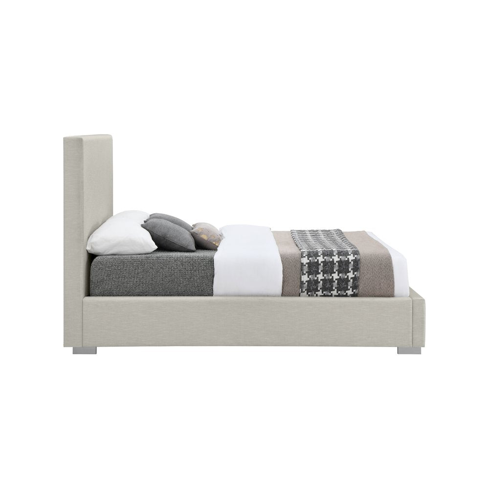 Crosby Beige Linen Textured Fabric Full Bed