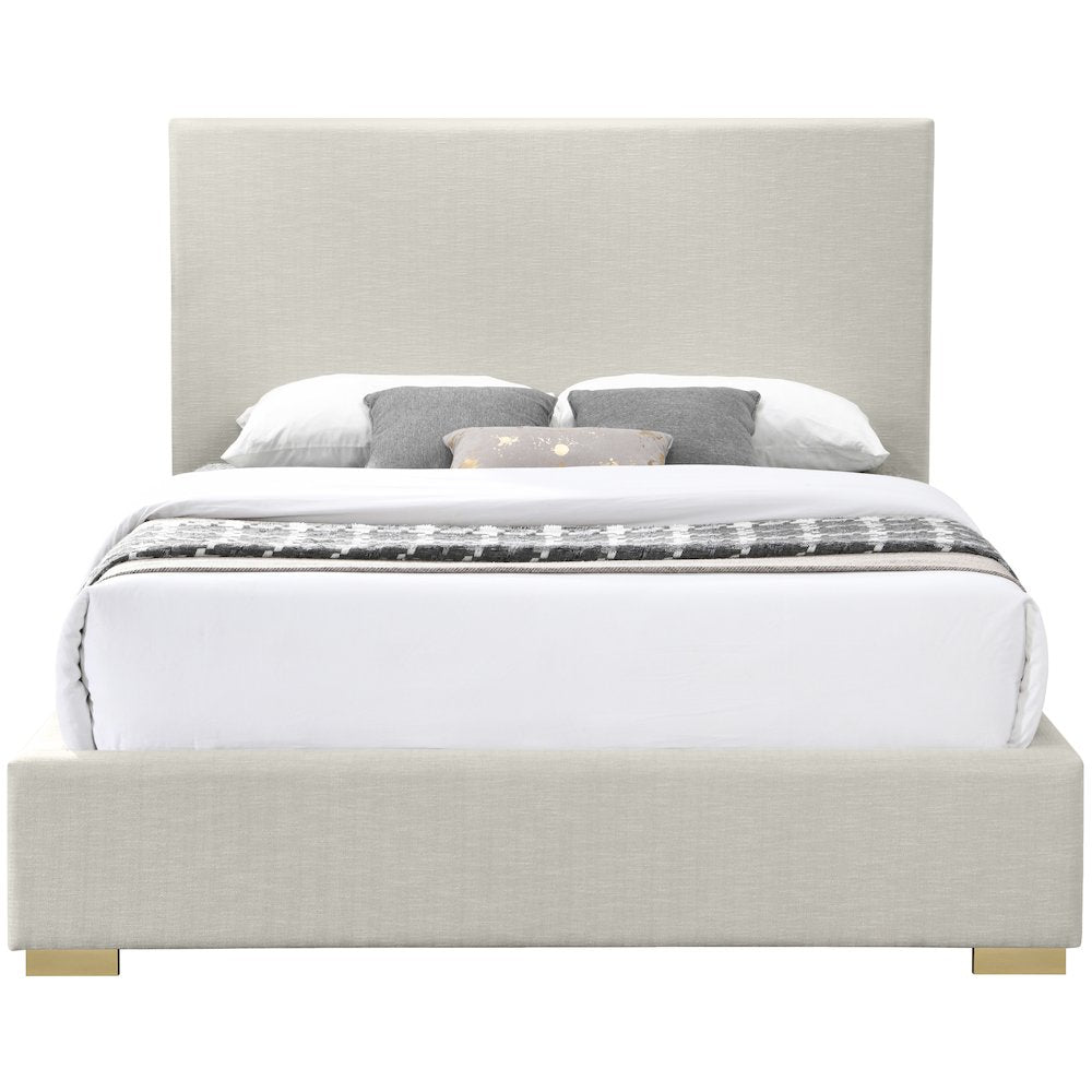 Crosby Beige Linen Textured Fabric Full Bed