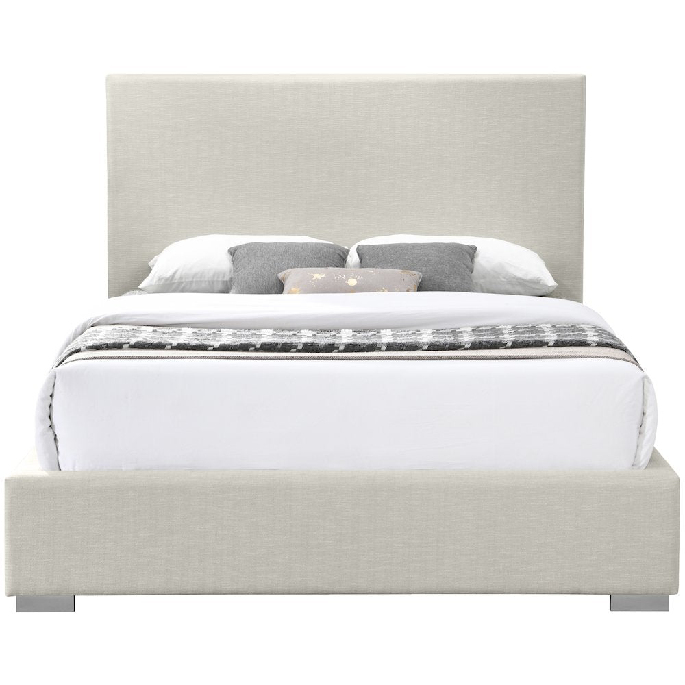 Crosby Beige Linen Textured Fabric Full Bed