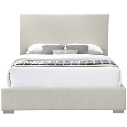 Crosby Beige Linen Textured Fabric Queen Bed