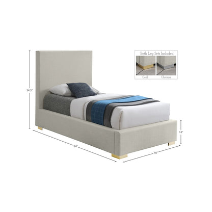Crosby Beige Linen Textured Fabric Twin Bed