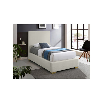 Crosby Beige Linen Textured Fabric Twin Bed