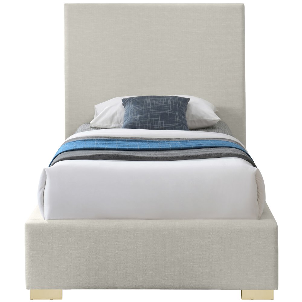 Crosby Beige Linen Textured Fabric Twin Bed