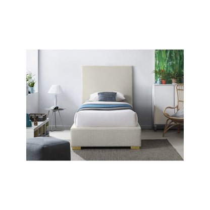 Crosby Beige Linen Textured Fabric Twin Bed