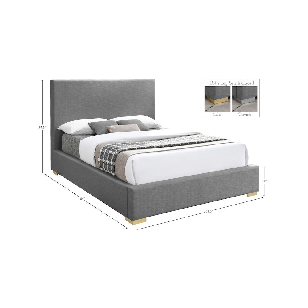 Crosby Grey Linen Textured Fabric Full Bed