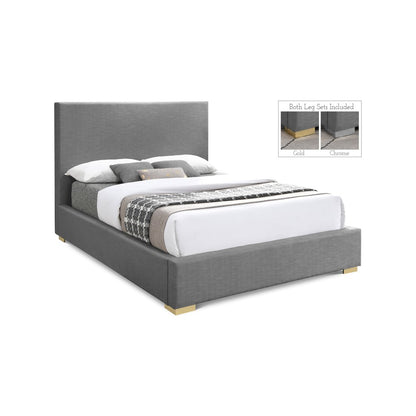 Crosby Grey Linen Textured Fabric Full Bed