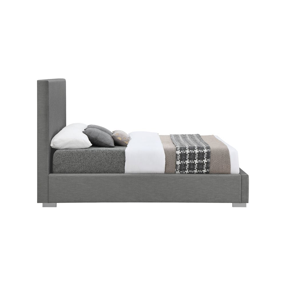 Crosby Grey Linen Textured Fabric Full Bed