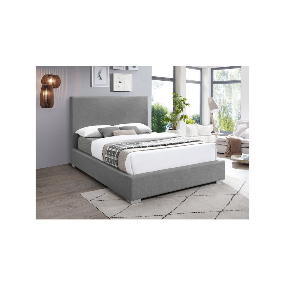 Crosby Grey Linen Textured Fabric Full Bed