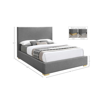 Crosby Grey Linen Textured Fabric King Bed