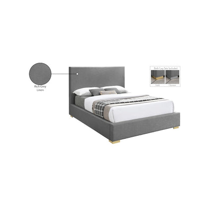 Crosby Grey Linen Textured Fabric King Bed