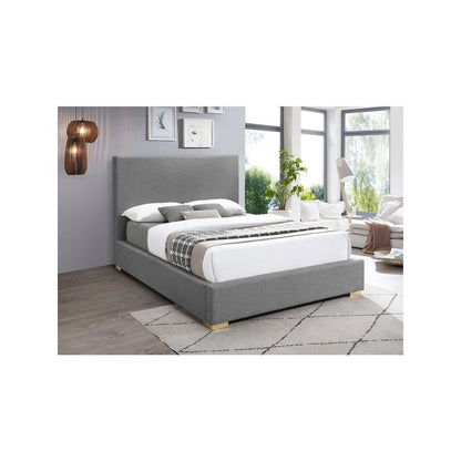 Crosby Grey Linen Textured Fabric King Bed