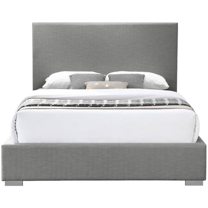 Crosby Grey Linen Textured Fabric Queen Bed