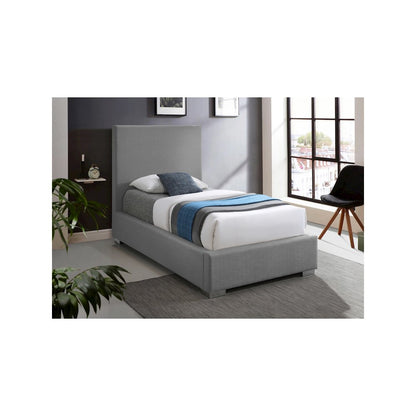Crosby Grey Linen Textured Fabric Twin Bed