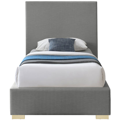 Crosby Grey Linen Textured Fabric Twin Bed