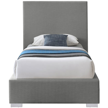 Crosby Grey Linen Textured Fabric Twin Bed