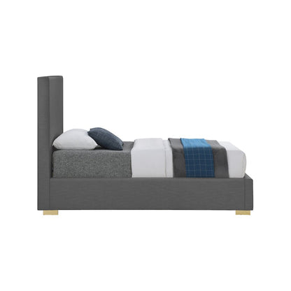 Crosby Grey Linen Textured Fabric Twin Bed