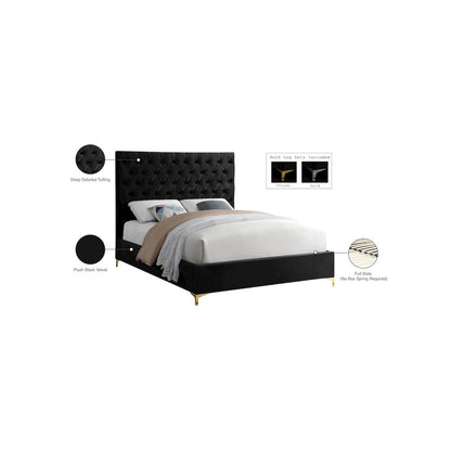 Cruz Black Velvet Full Bed