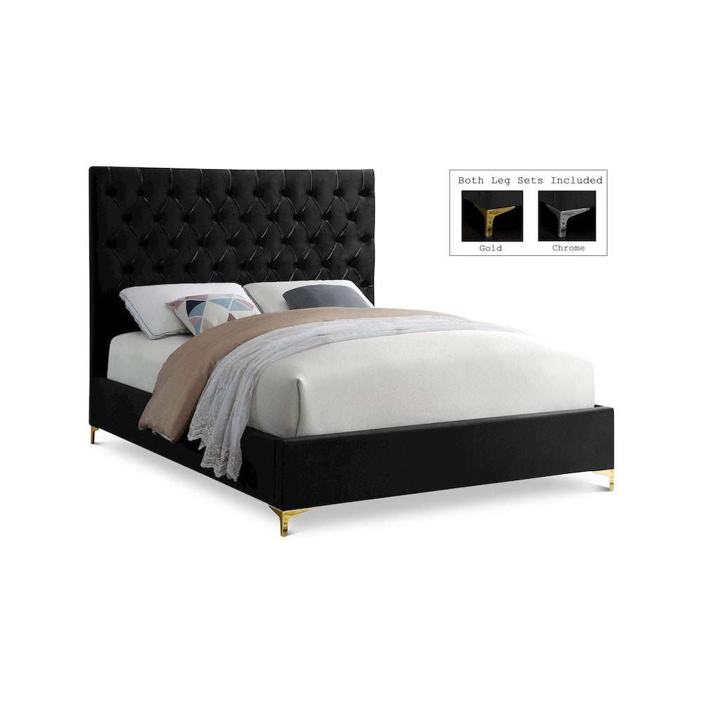 Cruz Black Velvet Full Bed