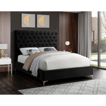 Cruz Black Velvet Full Bed