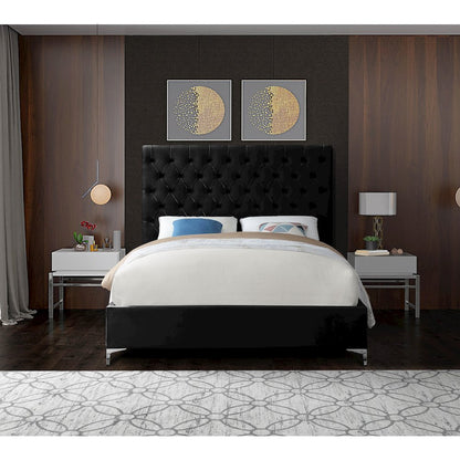 Cruz Black Velvet Full Bed