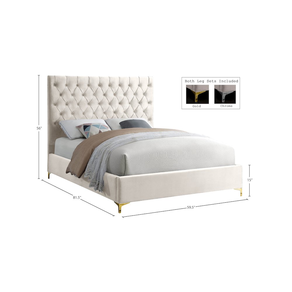 Cruz Cream Velvet Full Bed
