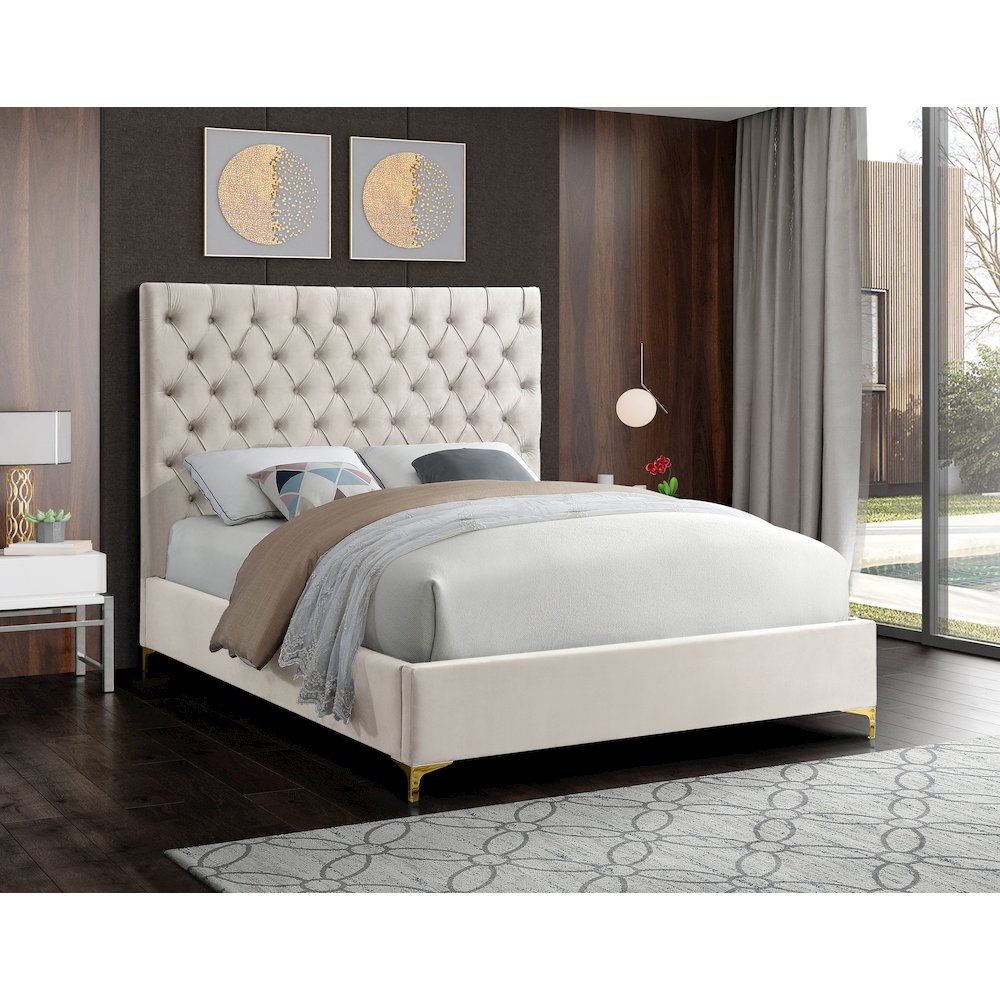 Cruz Cream Velvet Full Bed