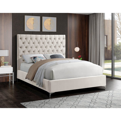 Cruz Cream Velvet Full Bed