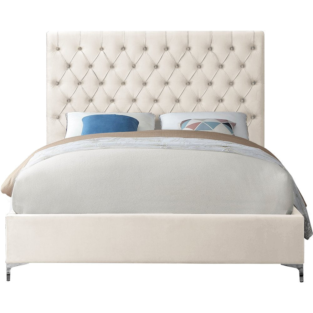 Cruz Cream Velvet Full Bed